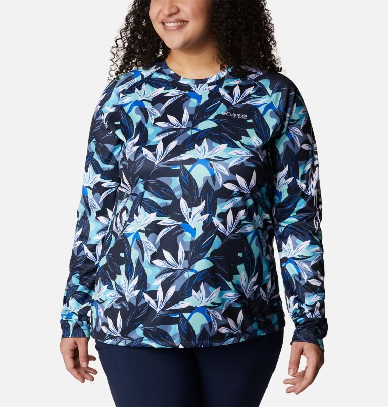 Women\'s Columbia PFG Super Tidal Tee II Long Sleeve Sweatshirts Flower | Plus Size CA-HLA3C